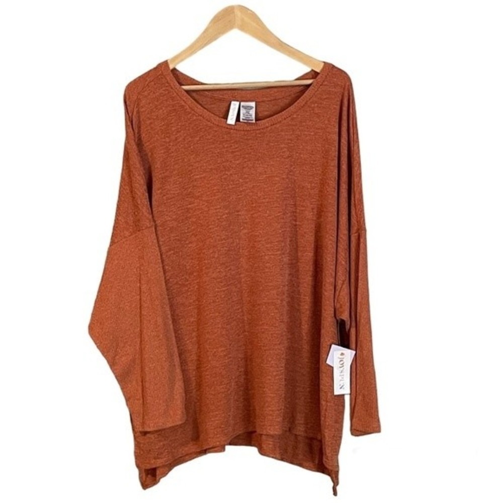 JoySpun Hacci long sleeved knit top in Burnt Sienna. Women’s size 3X.